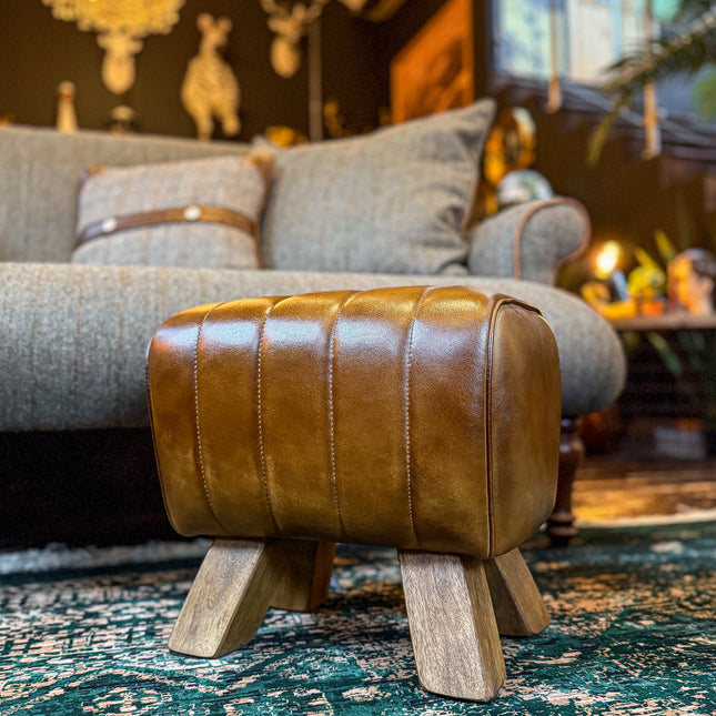Footstool Brown Leather Pommel Horse
