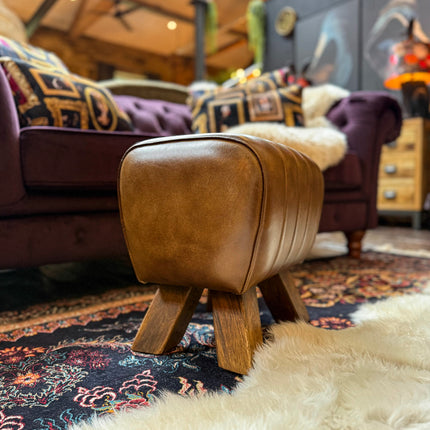 Footstool Brown Leather Pommel Horse