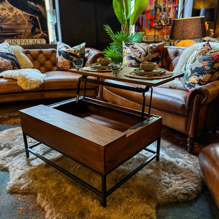 Foundry Convertible Coffee Table Desk – Mango Wood Lift Top Coffee Table with Storage
