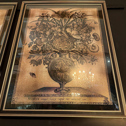 Framed Sepia Flower Vase Print