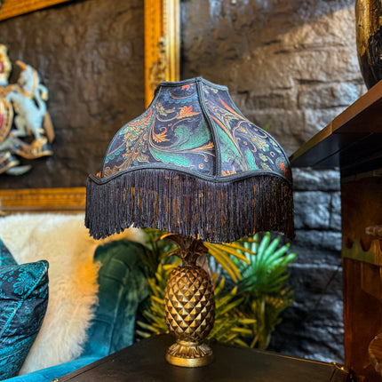Fringed Lampshade in Bohemian Amber Botanical (Various Sizes)