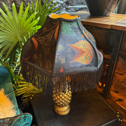 Fringed Lampshade in Bohemian Amber Botanical (Various Sizes)