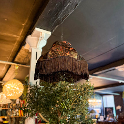 Fringed Lampshade in Bohemian Amber Botanical (Various Sizes)