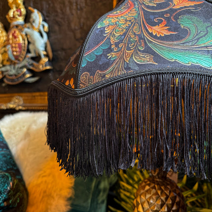 Fringed Lampshade in Bohemian Amber Botanical (Various Sizes)