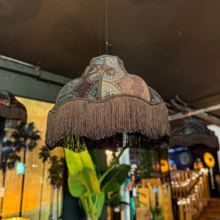 Fringed Lampshade in Bohemian Teal Paisley (Various Sizes)