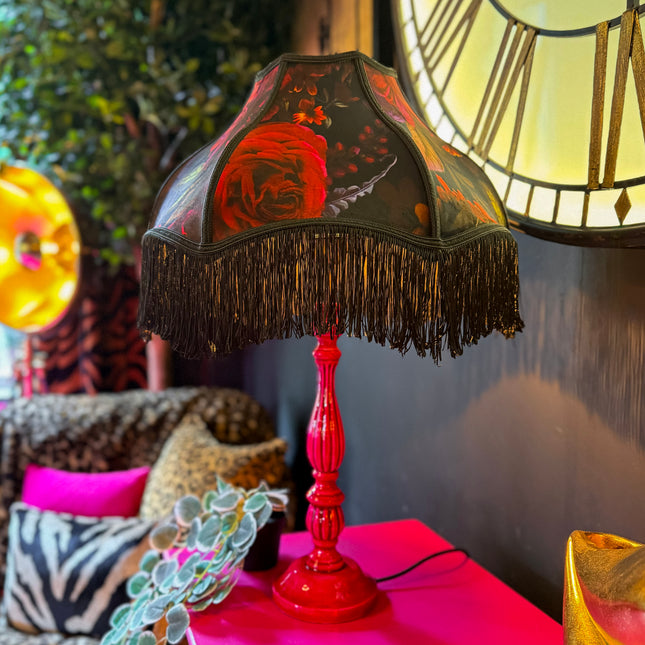 Fringed Lampshade in Midnight Haze - Medium