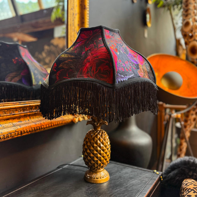 Fringed Lampshade in Midnight Haze - Medium