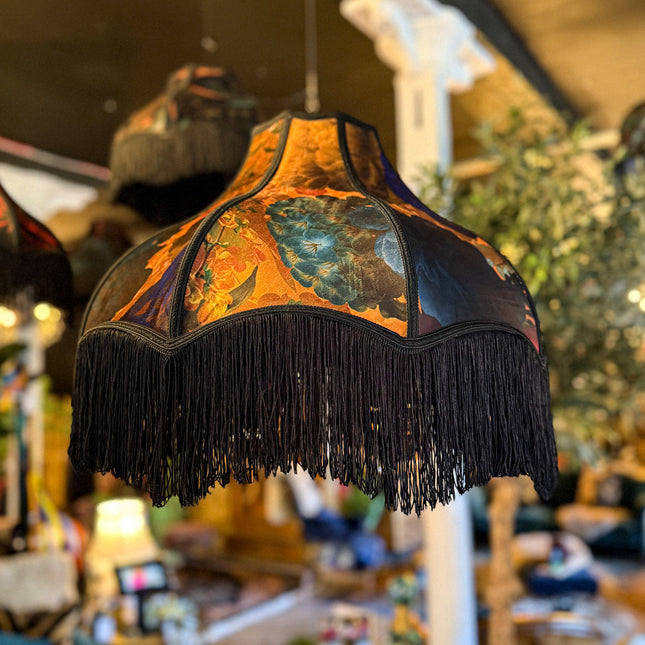 Fringed Lampshade in Opal Flora - (Various Sizes)