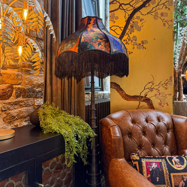 Fringed Lampshade in Opal Flora - (Various Sizes)