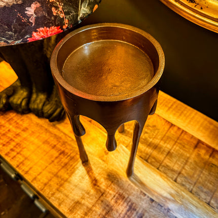 Gold Drip Aluminium Large Candle Holder - Clearance