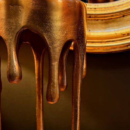 Gold Drip Aluminium Large Candle Holder - Clearance