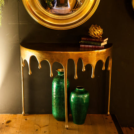 Gold Drip Aluminium Console Table - Clearance