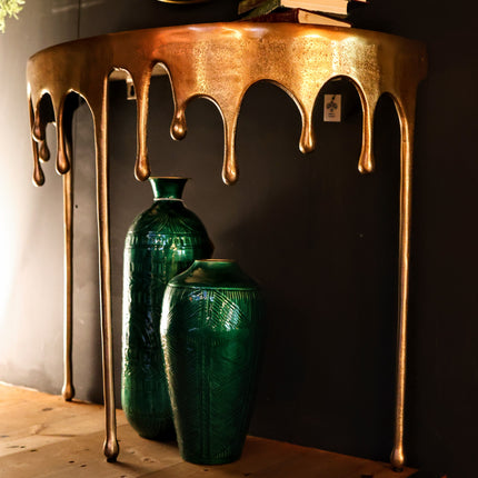 Gold Drip Aluminium Console Table - Clearance