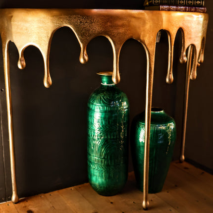 Gold Drip Aluminium Console Table - Clearance