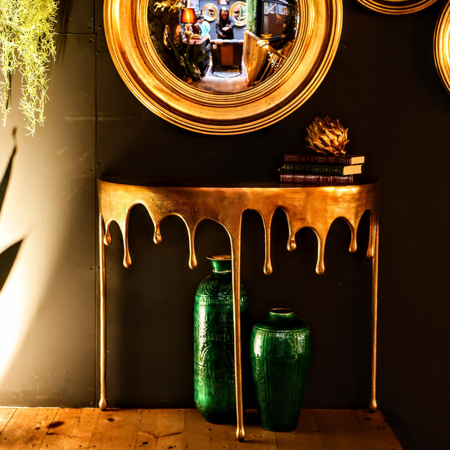 Gold Drip Aluminium Console Table - Clearance