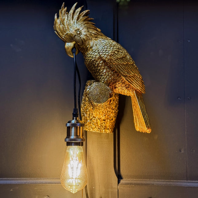 Gold Antique Parrot Wall Hanging Lamp Mount