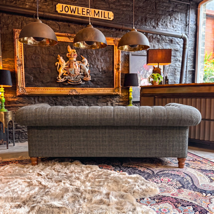 Bertie Chesterfield in Harris Tweed Grey & Cuba Tan Leather - Promo