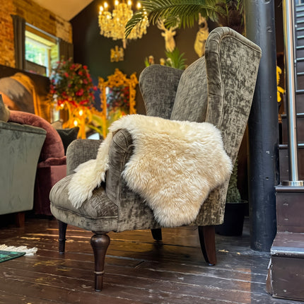 Winston Wingback Accent Chair in Eddy Khaki Velvet