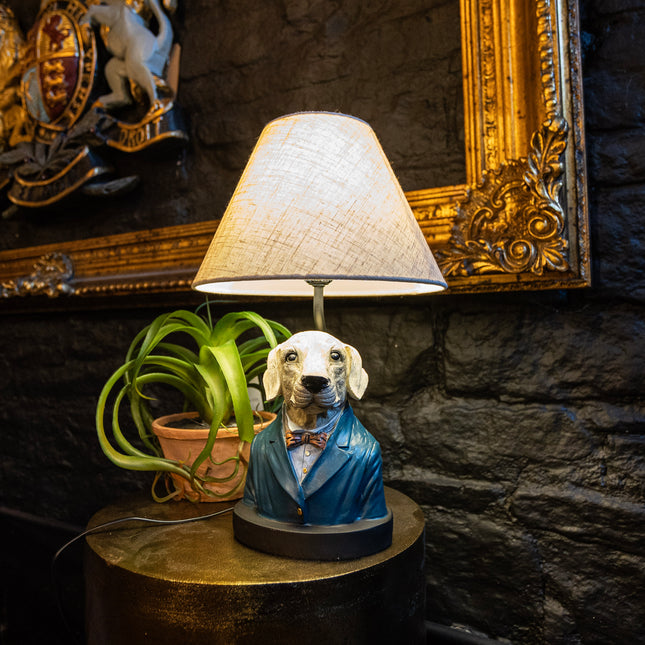 Gentry Labrador Table Lamp With Grey Shade