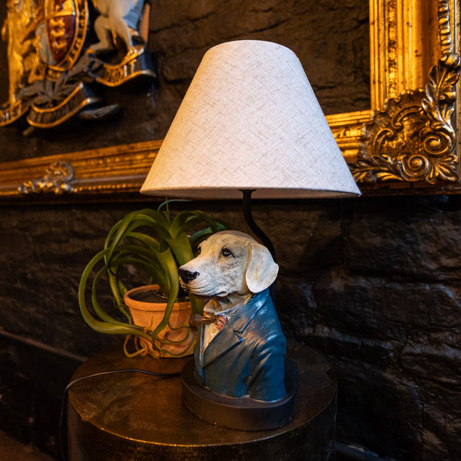 Gentry Labrador Table Lamp With Grey Shade
