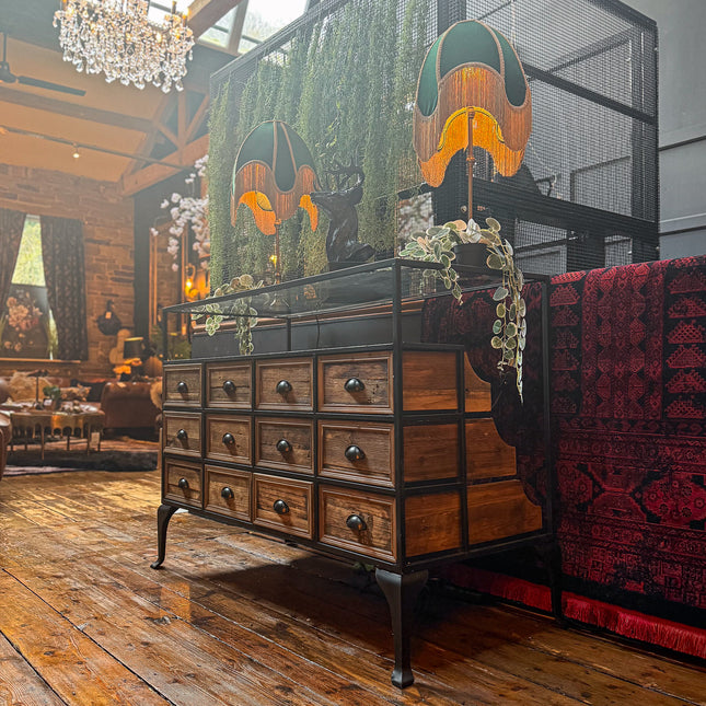 Glass Top Industrial 12 Drawer Display Counter - Clearance