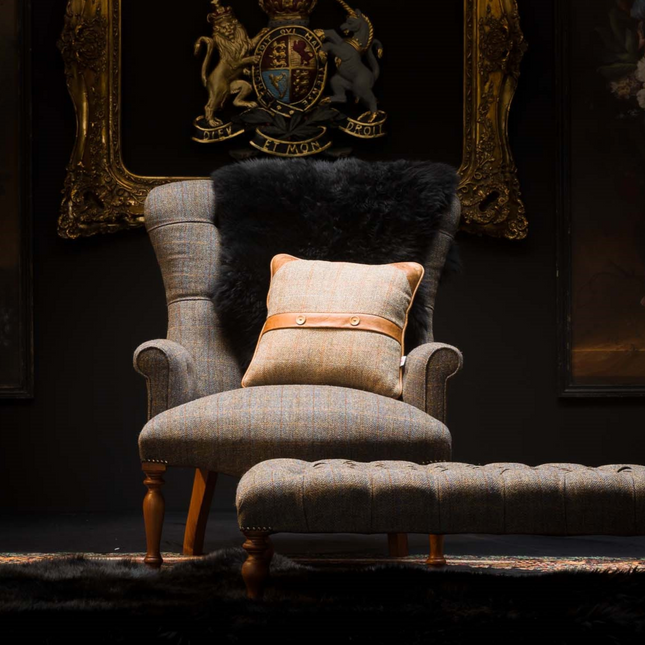 Selfridges Buttoned Wing Back Chair in Harris Tweed