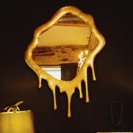 Gold Drip Aluminium Extra Large Mirror (90 x 2 x 121cm)
