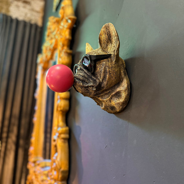 Gold Cool Pug Dog Wall Head Decoration