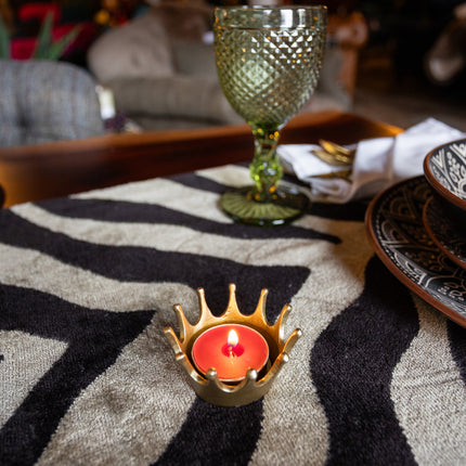 Pair of Gold Crown Tealight Holders - Clearance