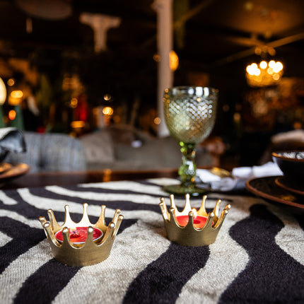 Pair of Gold Crown Tealight Holders - Clearance