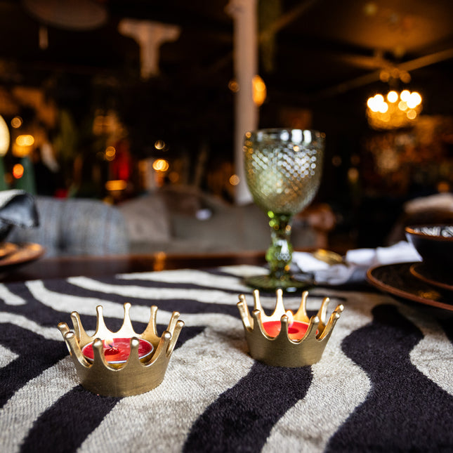 Pair of Gold Crown Tealight Holders - Clearance