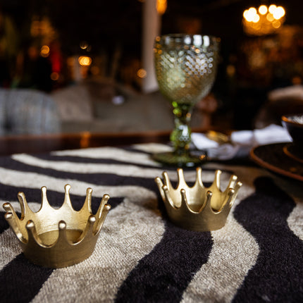 Pair of Gold Crown Tealight Holders - Clearance