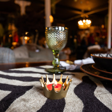 Pair of Gold Crown Tealight Holders - Clearance