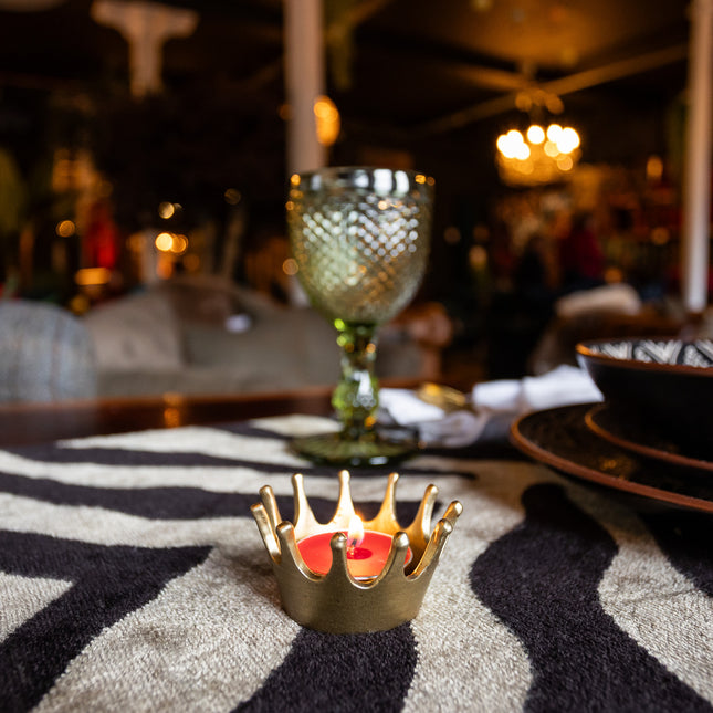 Pair of Gold Crown Tealight Holders - Clearance