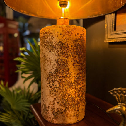 Gold Distressed Texture Glass Table Lamp with Linen Shade