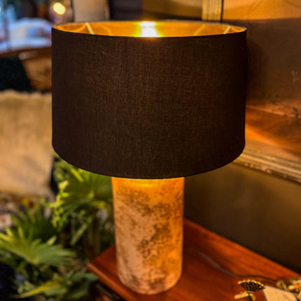 Gold Distressed Texture Glass Table Lamp with Linen Shade