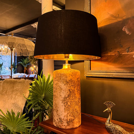 Gold Distressed Texture Glass Table Lamp with Linen Shade