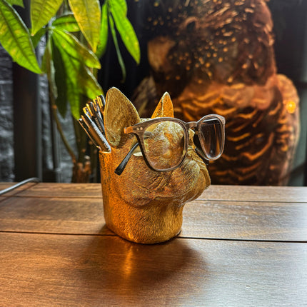 Gold Dog Organiser Pot