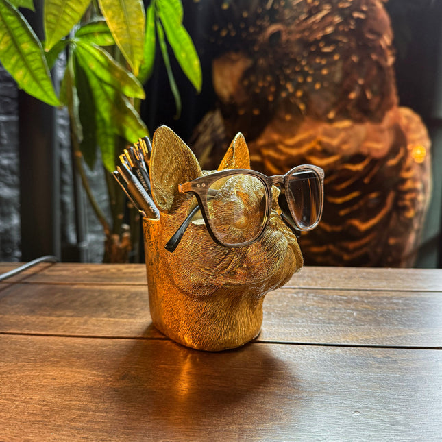 Gold Dog Organiser Pot