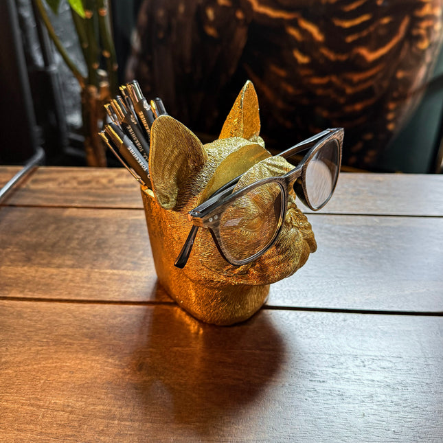 Gold Dog Organiser Pot