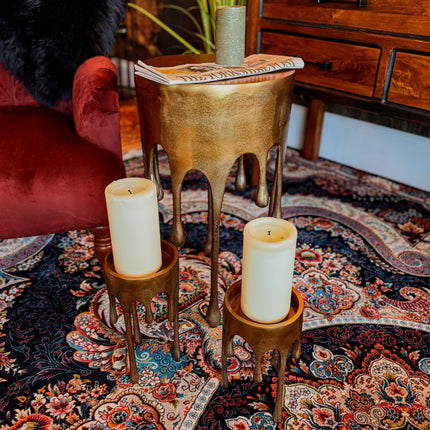 Gold Drip Large Candle Holder