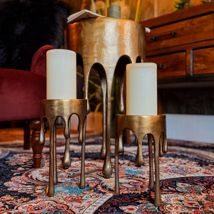 Gold Drip Large Candle Holder