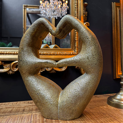 Gold Large Heart Hands Sculpture