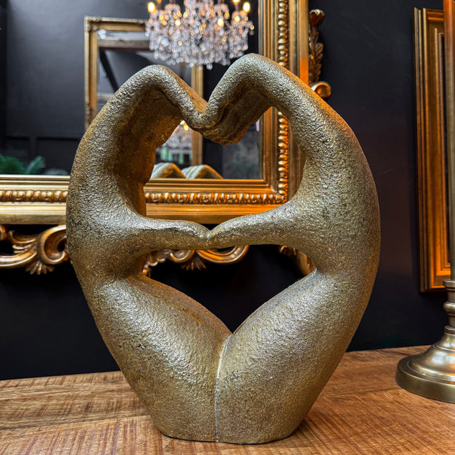 Gold Large Heart Hands Sculpture