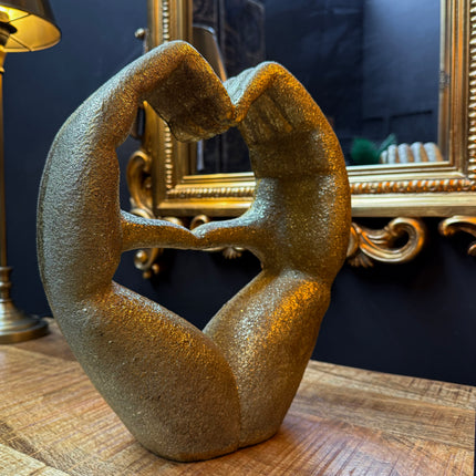 Gold Large Heart Hands Sculpture