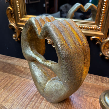 Gold Large Heart Hands Sculpture