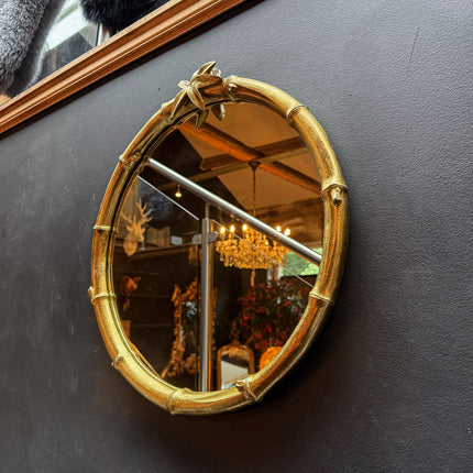 Gold Large Round Bamboo Mirror