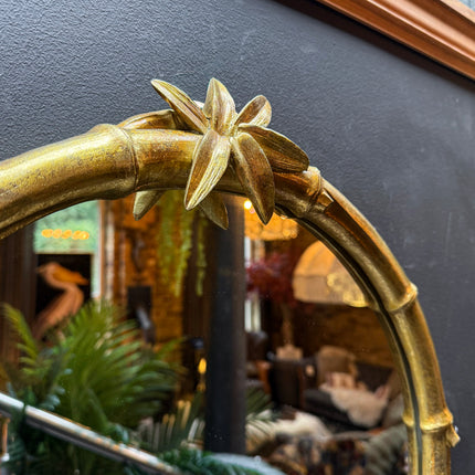 Gold Large Round Bamboo Mirror