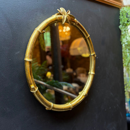 Gold Large Round Bamboo Mirror