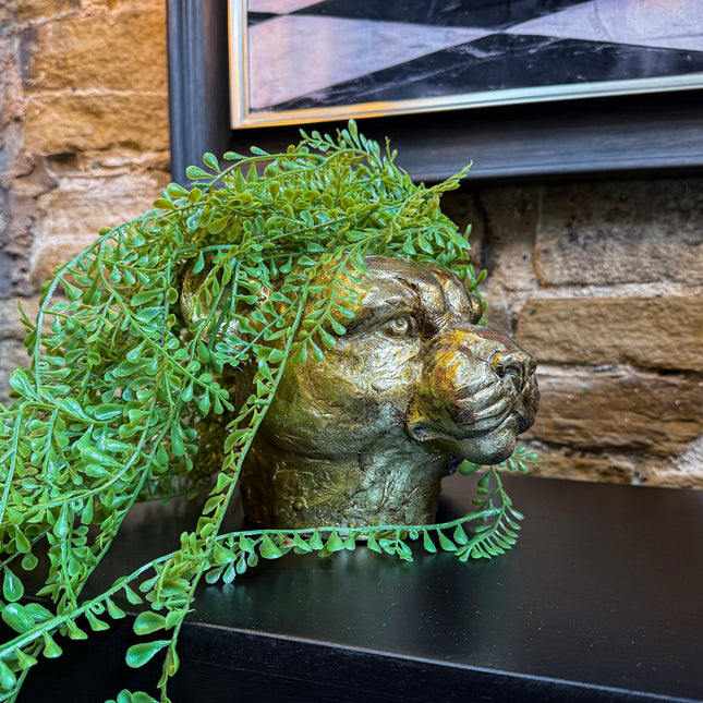 Gold Leopard Head Planter Vase